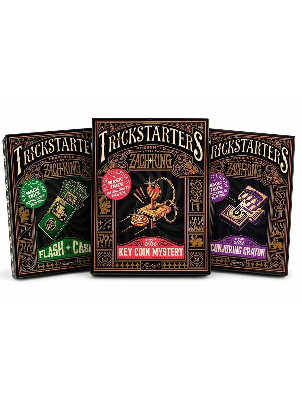 Zach King Trickstarters Magic Kit Lot (3) Theory11 Flash Cash Key Coin Conjuring